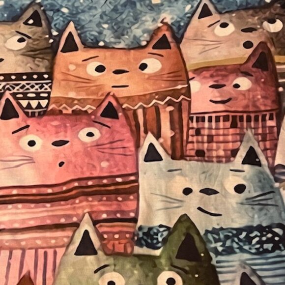 Colorful Cat Print Long Sleeve Tunic Top Size 3XL – Whimsical Oversized Shirt - Picture 5 of 6